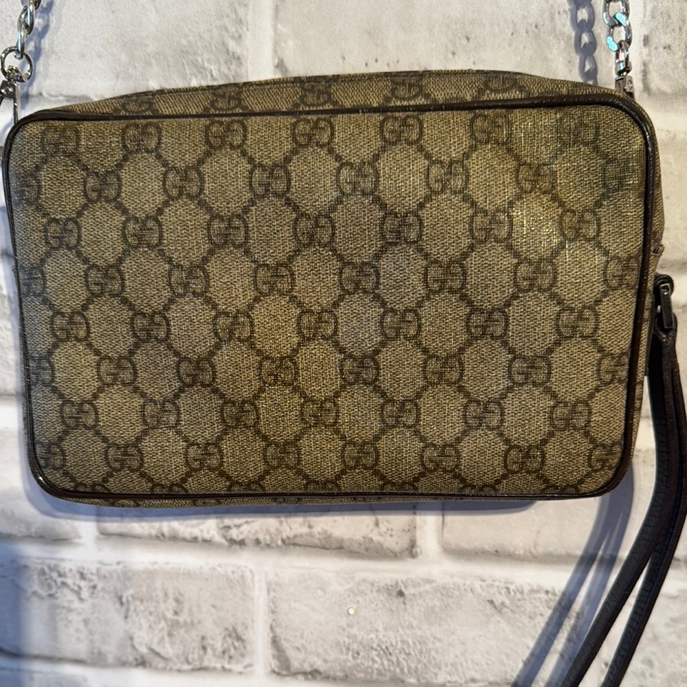 Gucci Pink and Brown Monogram Crossbody/Clutch Bag w/ chain One of a Kind - Picture 4 of 10
